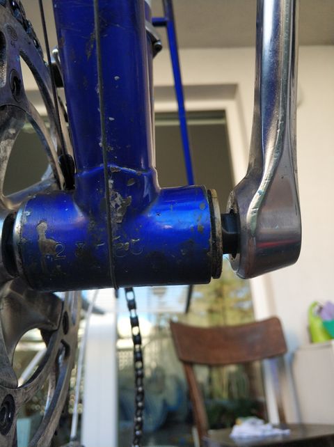 Photo of the bottom bracket with the engraved serial number 23585