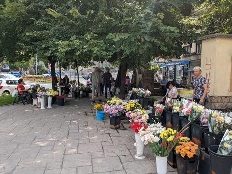 Women selling flowers in Užice.