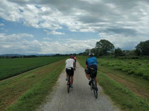 Photo of the group on a gravel path